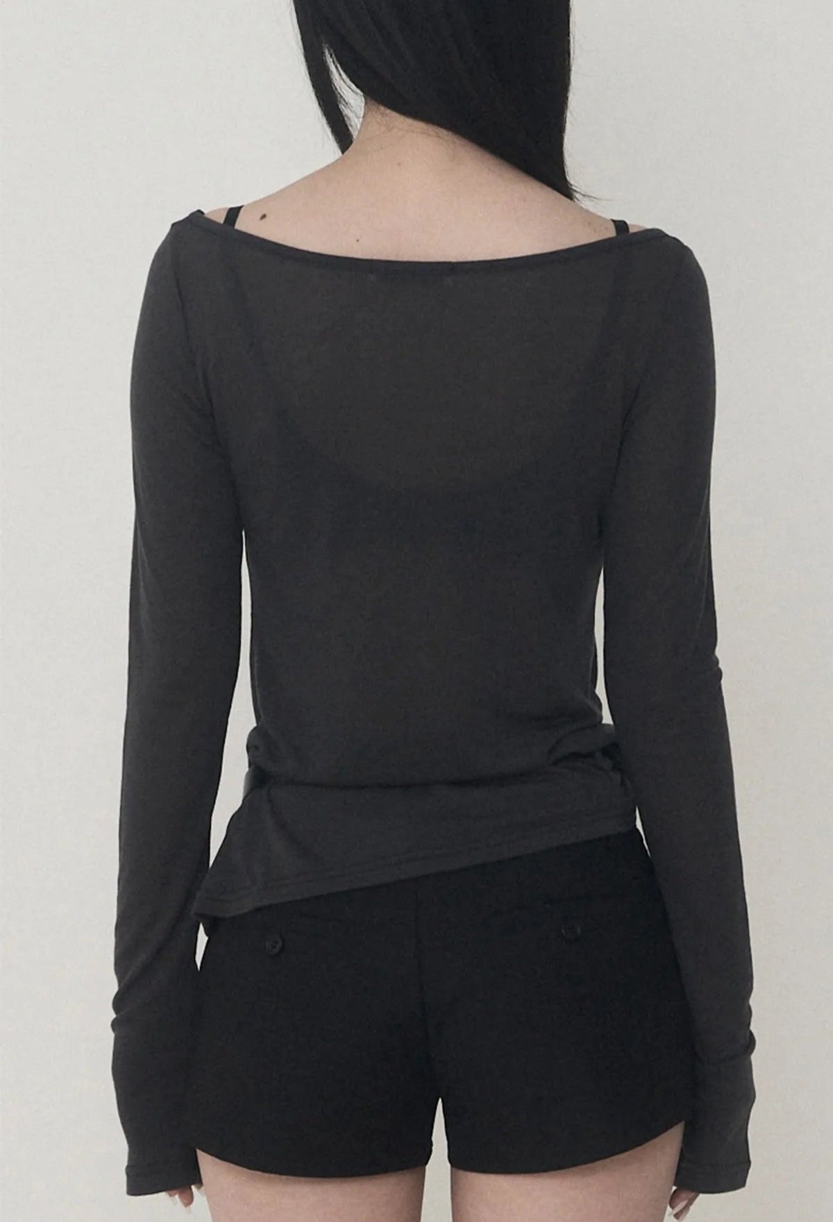 ETRE AU SOMMET Lettering Logo Boat Neck See-Through Tee