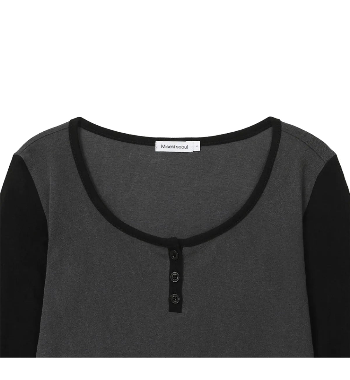 [Cho Yi-hyun Pick] Miseki Seoul Henley Neck Long Sleeves Charcoal
