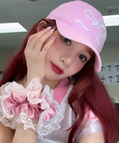 [Ive Wonyoung & Red Velvet Joy Worn] Ronron Heart Ribbon Ball cap