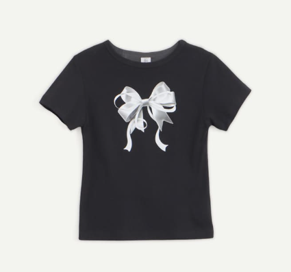 [Blackpink Jennie Worn] Ronron Double Ribbon Slim Crop T-Shirt