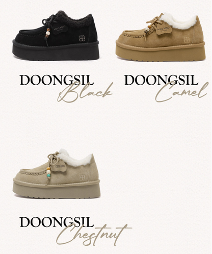 Macmoc Doongsil Bead Heart Charm Winter Platform Ugg Loafers