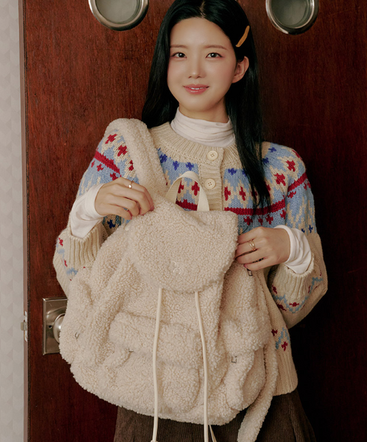 Macmoc Tta-ry Tta-ry Fur Poggle Backpack Ivory