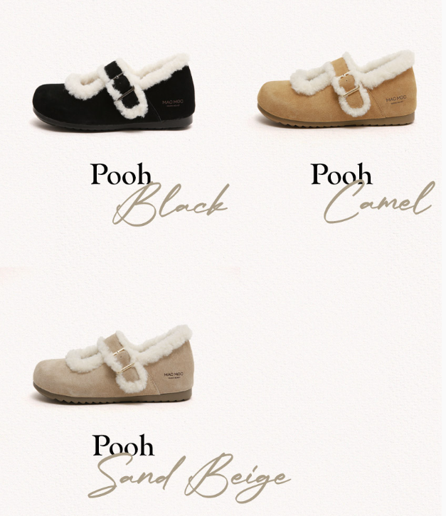 Macmoc Pooh Cowhide Winter Mary Jane Flat Shoes 1cm