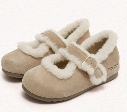 Macmoc Pooh Cowhide Winter Mary Jane Flat Shoes 1cm