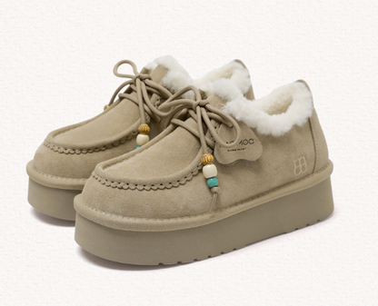 Macmoc Doongsil Bead Heart Charm Winter Platform Ugg Loafers