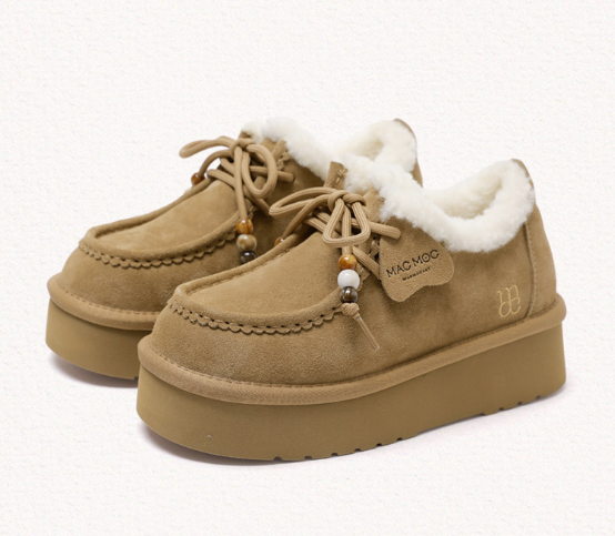 Macmoc Doongsil Bead Heart Charm Winter Platform Ugg Loafers