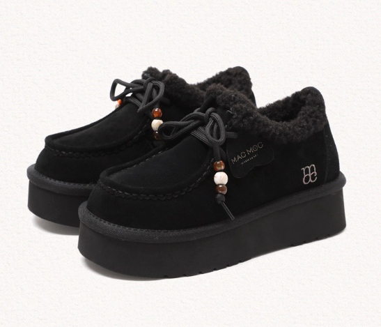 Macmoc Doongsil Bead Heart Charm Winter Platform Ugg Loafers