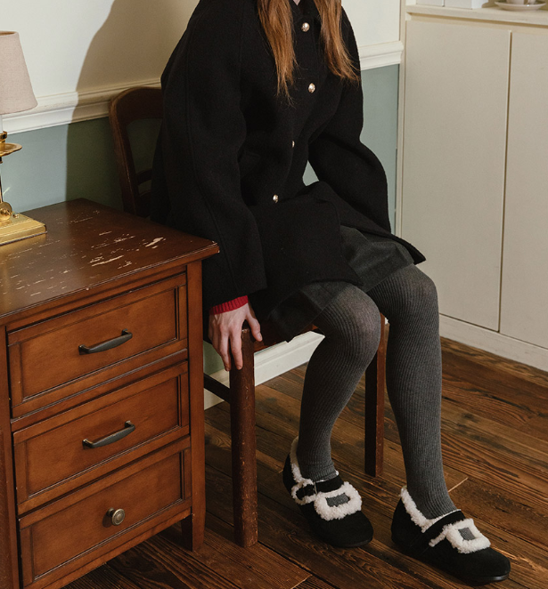 Macmoc Pooh Cowhide Winter Mary Jane Flat Shoes 1cm