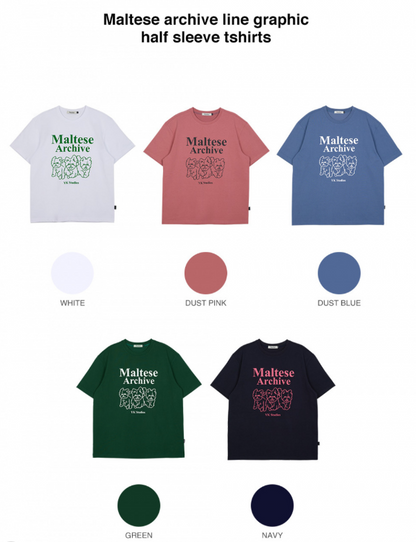 [Seventeen Mingyu Worn] Wai kei Maltese Archive Line Graphic Short Sleeve T-Shirt