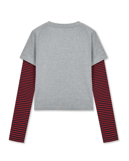 [Ive Liz Pick] Matin Kim Graffiti Logo Stripe Layered Top