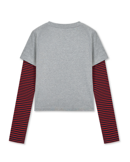 [Ive Liz Pick] Matin Kim Graffiti Logo Stripe Layered Top