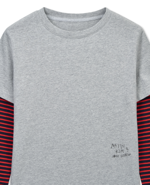 [Ive Liz Pick] Matin Kim Graffiti Logo Stripe Layered Top