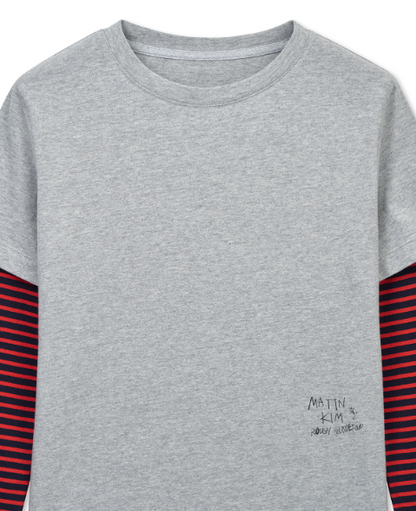 [Ive Liz Pick] Matin Kim Graffiti Logo Stripe Layered Top