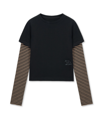 [Ive Liz Pick] Matin Kim Graffiti Logo Stripe Layered Top