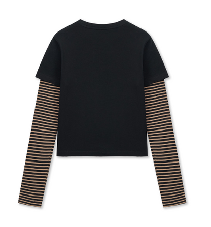 [Ive Liz Pick] Matin Kim Graffiti Logo Stripe Layered Top