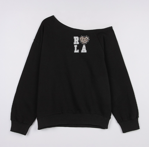 [Ive Wonyoung Pick] 26SS RolaRola Maison De Rola Ilove Rola Off Shoulder Sweatshirt Black