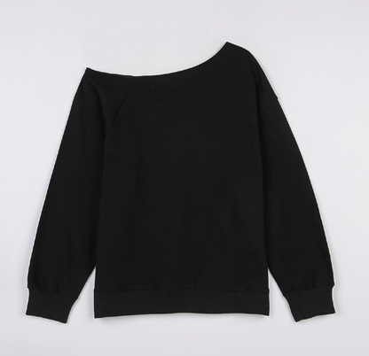 [Ive Wonyoung Pick] 26SS RolaRola Maison De Rola Ilove Rola Off Shoulder Sweatshirt Black
