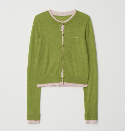 [Ive Wonyoung Pick] 26SS RolaRola Maison De Rola Layered Knit Cradigan Olive Pink