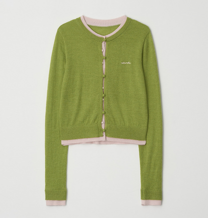 [Ive Wonyoung Pick] 26SS RolaRola Maison De Rola Layered Knit Cradigan Olive Pink