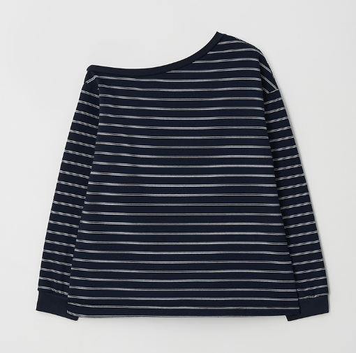 [Ive Wonyoung Pick] 26SS RolaRola Maison De Rola Embroidery Off Shoulder Stripe Sweatshirt