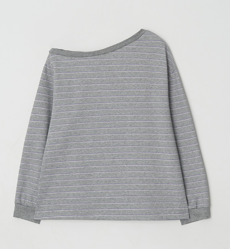 [Ive Wonyoung Pick] 26SS RolaRola Maison De Rola Embroidery Off Shoulder Stripe Sweatshirt