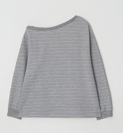 [Ive Wonyoung Pick] 26SS RolaRola Maison De Rola Embroidery Off Shoulder Stripe Sweatshirt
