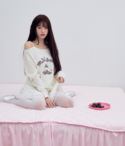 [Ive Wonyoung Pick] 26SS RolaRola Maison De Rola Embroidery Off Shoulder Knit
