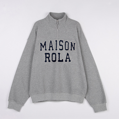 [Ive Wonyoung Worn] 26SS RolaRola Maison De Rola Embroidery Half Zip-Up Melange Gray