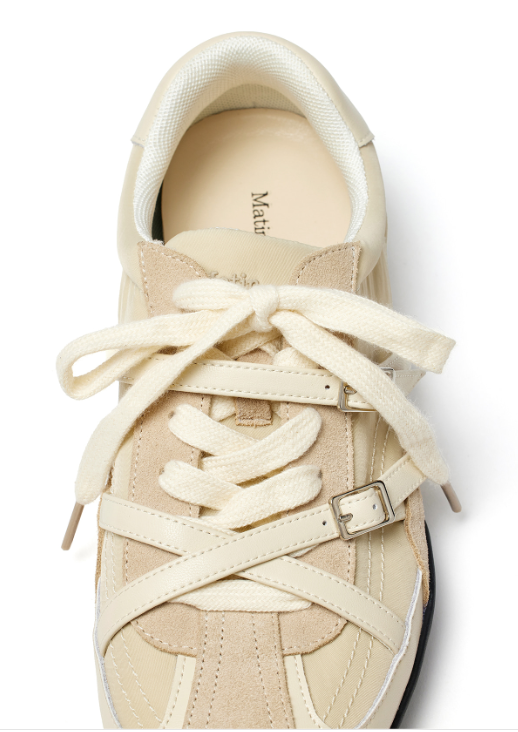 Matin Kim Cross Strap Suede Block Sneakers