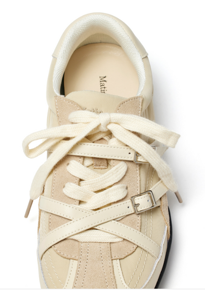 Matin Kim Cross Strap Suede Block Sneakers