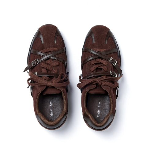 Matin Kim Cross Strap Suede Block Sneakers