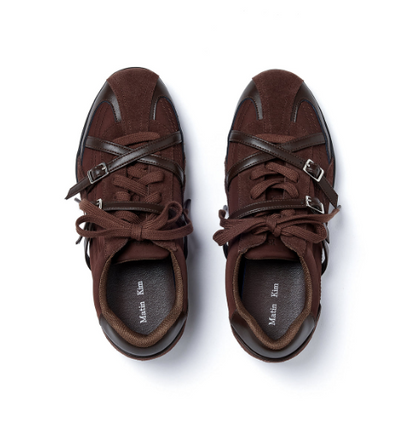 Matin Kim Cross Strap Suede Block Sneakers