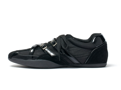 Matin Kim Cross Strap Suede Block Sneakers