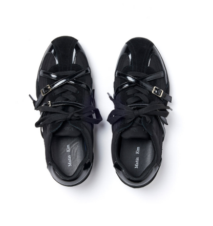 Matin Kim Cross Strap Suede Block Sneakers