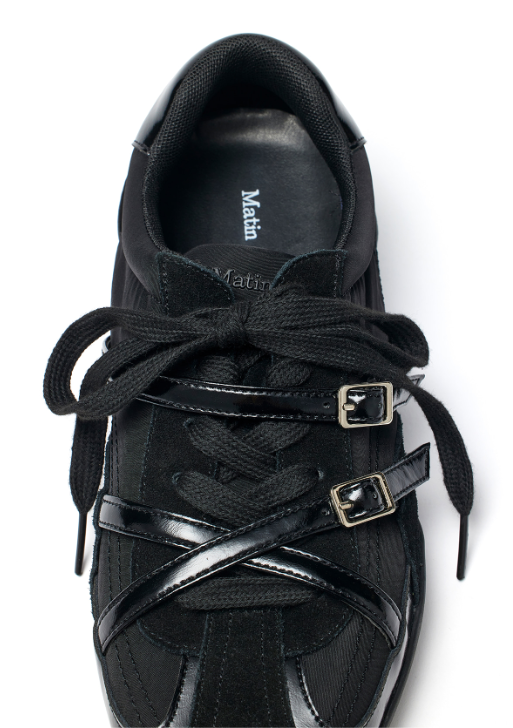 Matin Kim Cross Strap Suede Block Sneakers