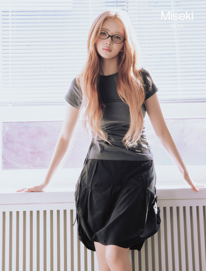 [Ive Rei Pick] Miseki Seoul String Shirring Short Sleeve