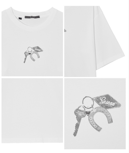 [Straykids Hyunjin Worn] 26SS Guess 2-Color Key Short Sleeve T-shirt