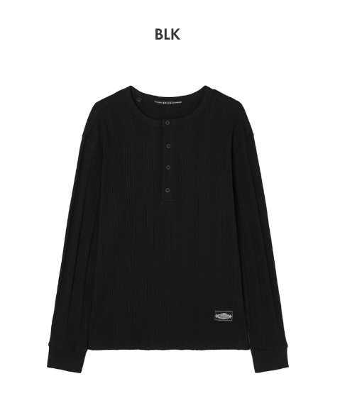 [Straykids Hyunjin Worn] 26SS Guess 2-Color Ribbed Henley Neck Long Sleeve Tee