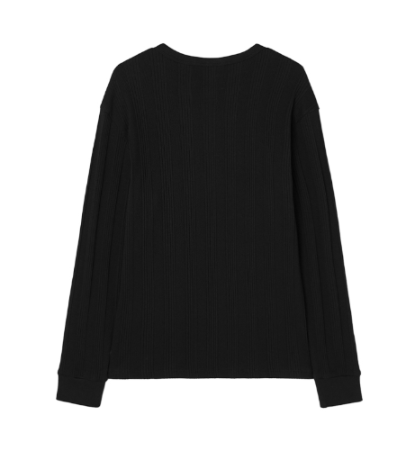 [Straykids Hyunjin Worn] 26SS Guess 2-Color Ribbed Henley Neck Long Sleeve Tee