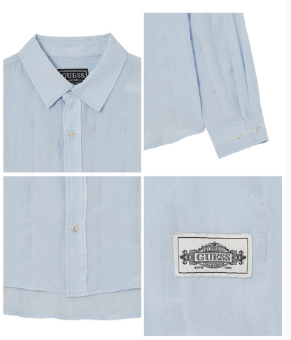 [Straykids Hyunjin Worn] 26SS Guess  2-Color Tone-on-Tone Check Shirt