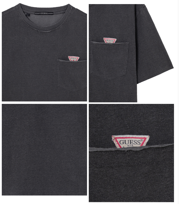 [Straykids Hyunjin Worn] 26SS Guess 2-Color Mini Original Triangle Pocket Short Sleeve Tee