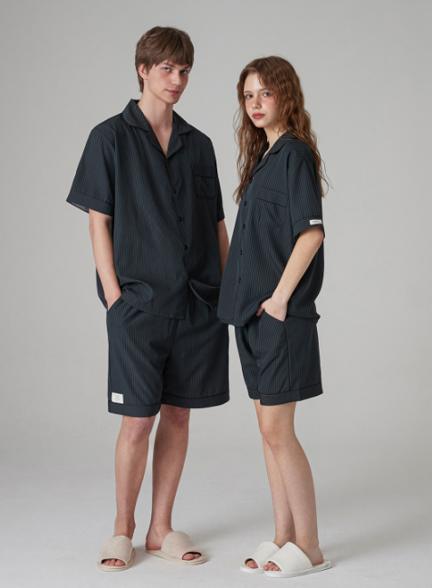 Nmixx Haewon X Dossy 26SS Silk-Fit Modern Short-Sleeve Shorts Couple Pajama Set