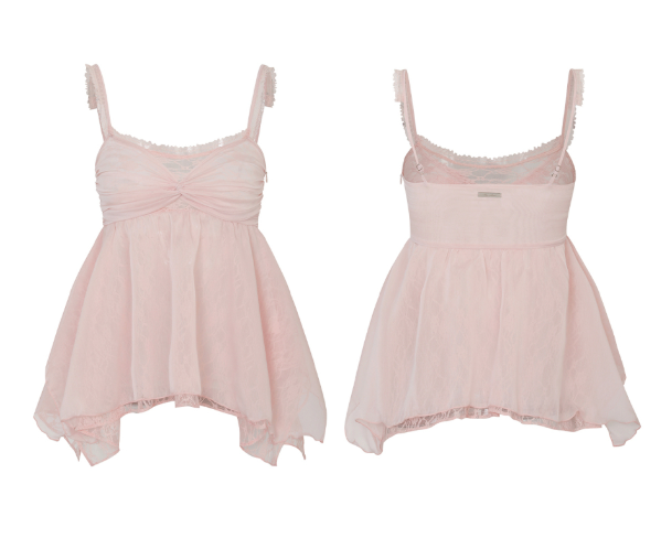 [Aespa Karina Worn] PLAIN OR PLEASURE Rose Shirring Top