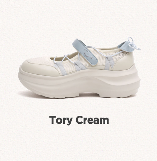 [StayC X Macmoc] Tory Mesh Velcro Platform Sneakers_Cream (5.5cm)
