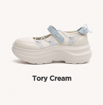 [StayC X Macmoc] Tory Mesh Velcro Platform Sneakers_Cream (5.5cm)