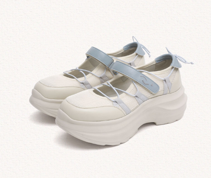 [StayC X Macmoc] Tory Mesh Velcro Platform Sneakers_Cream (5.5cm)
