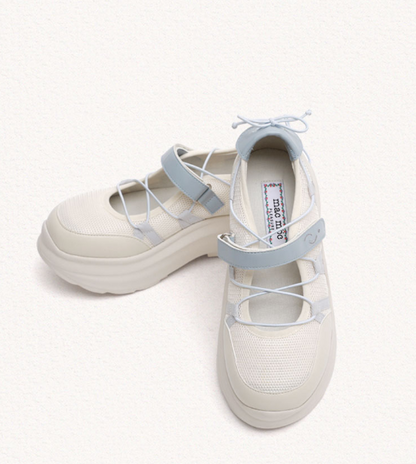 [StayC X Macmoc] Tory Mesh Velcro Platform Sneakers_Cream (5.5cm)