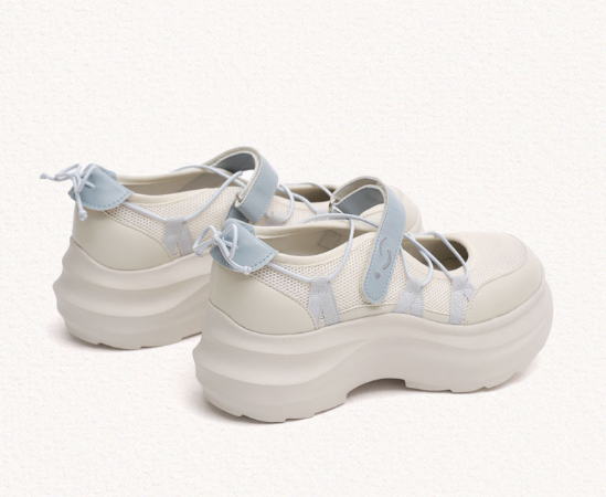 [StayC X Macmoc] Tory Mesh Velcro Platform Sneakers_Cream (5.5cm)