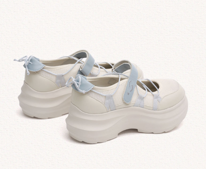 [StayC X Macmoc] Tory Mesh Velcro Platform Sneakers_Cream (5.5cm)