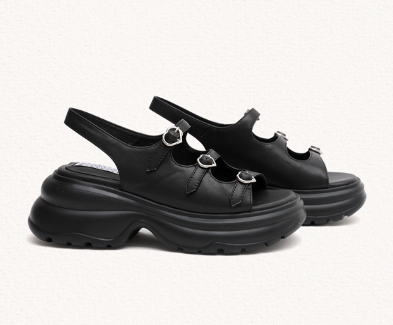 [StayC X Macmoc] Glitz Platform Heart-Decorated Sandals (7cm)